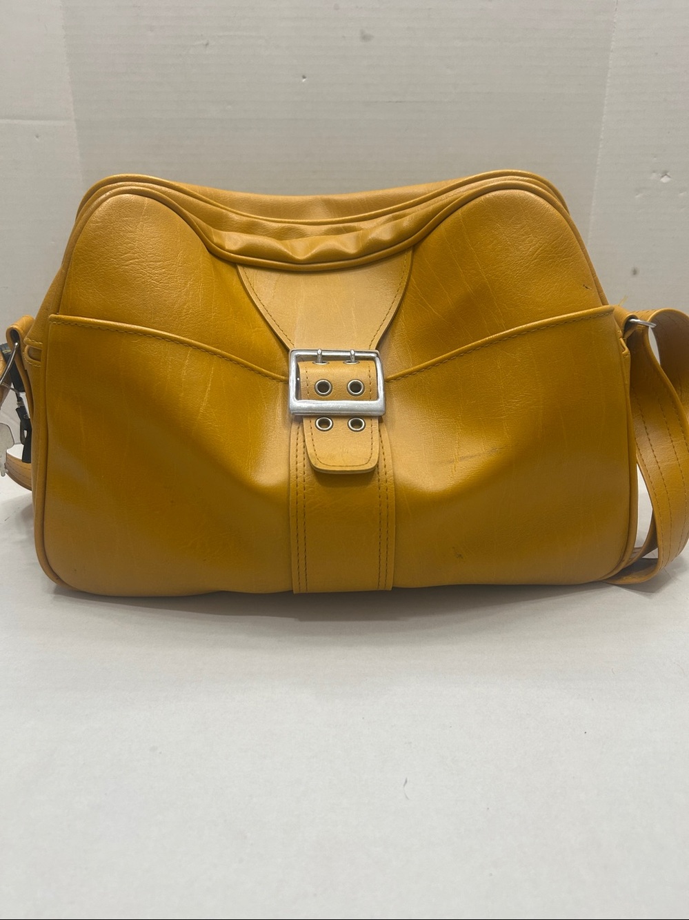 Vintage Samsonite Mustard Shoulder Luggage Bag with Front Buckle